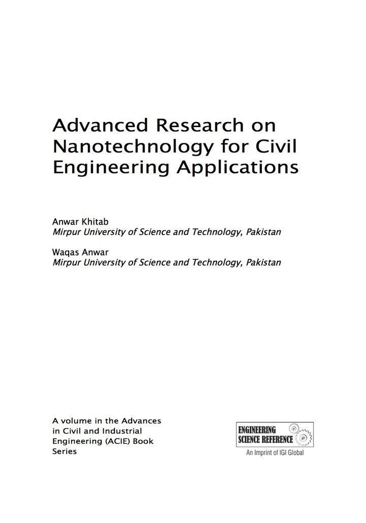 advanced research on nanotechnology for civil engineering applications 1st edition anwar khitab 1522503447,
