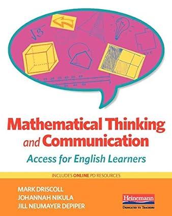 mathematical thinking and communication access for english learners 1st edition mark driscoll, johannah