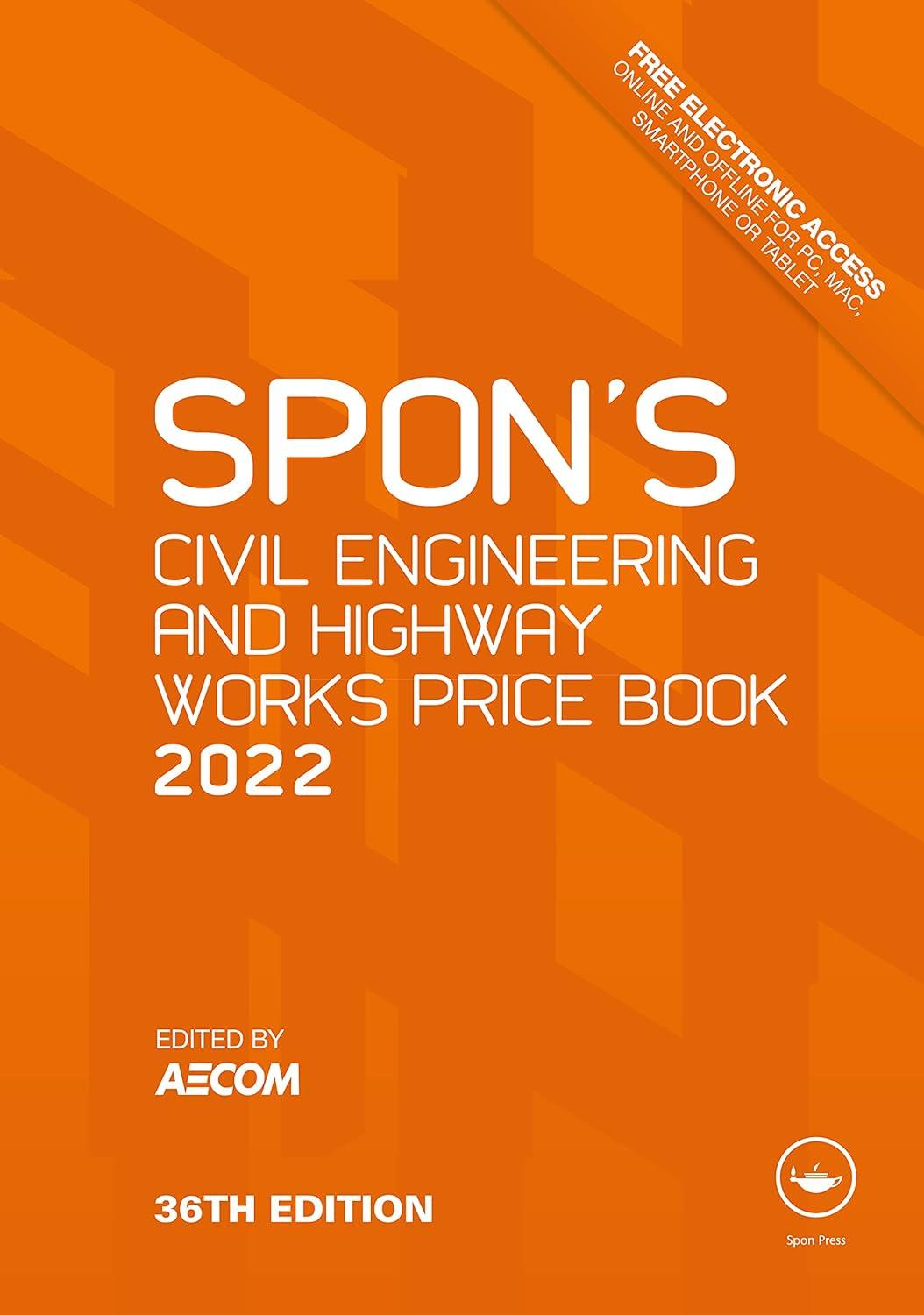 spons civil engineering and highway works price book 2022 36th edition aecom 1032052201, 978-1032052205