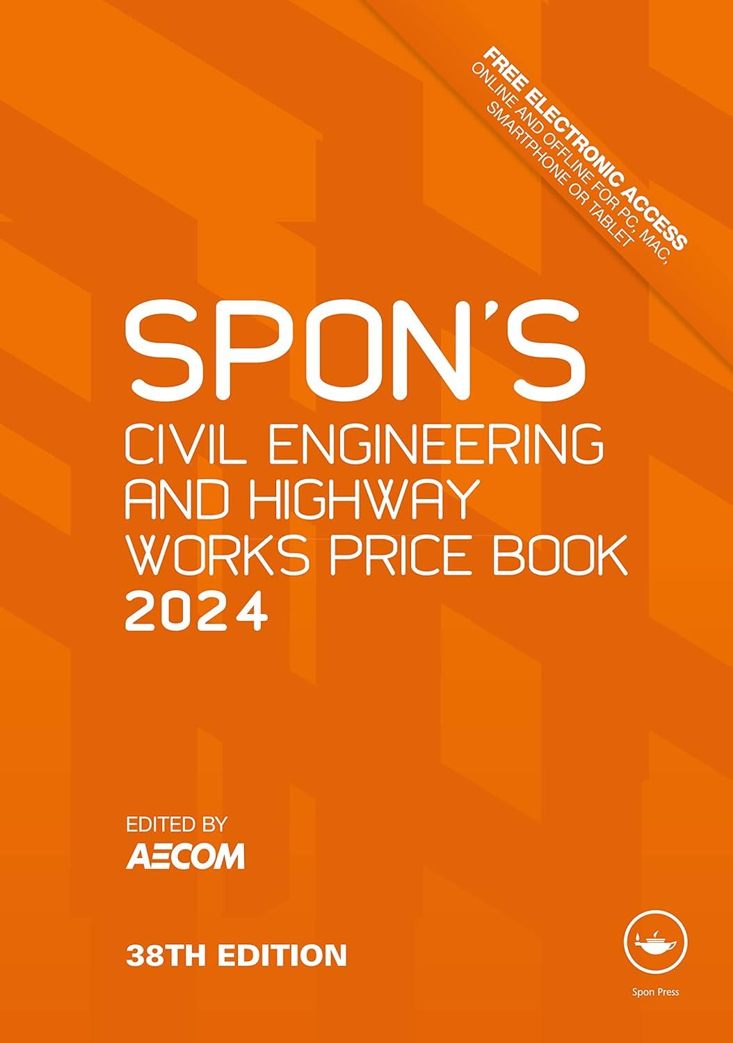 spons civil engineering and highway works price book 2024 38th edition aecom 1032550139, 978-1032550138