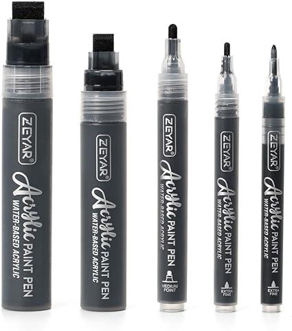 zeyar acrylic paint marker pens 5 different point black  zeyar b0b2rhrfkz