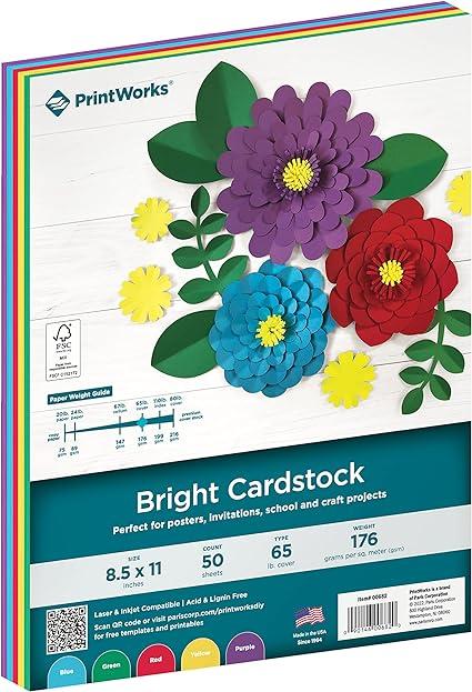 printworks bright cardstock 65 lb 4 assorted bright color  printworks b0050mrbeg