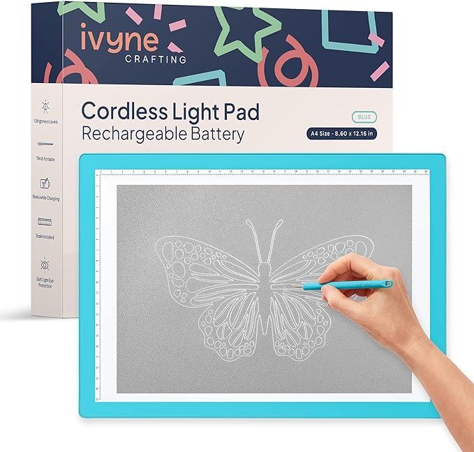 ivyne rechargeable a4 light pad for tracing and weeding a4_blue ivyne b08lvbpgc2