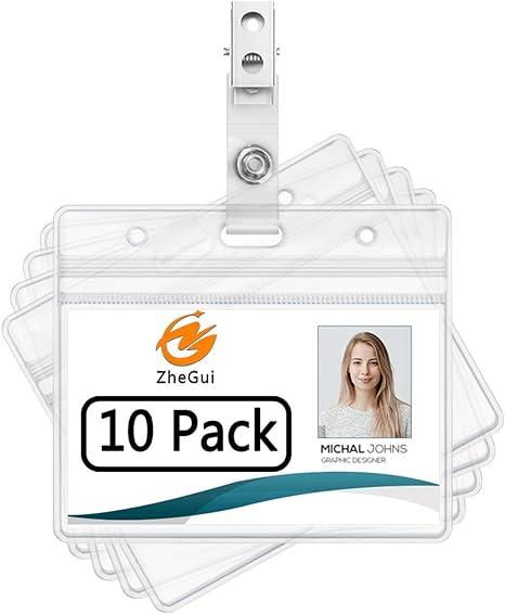 zhegui 10 pack horizontal heavy duty name tags badge holders and metal badge clips ?zb0010 zhegui b073xmlndj
