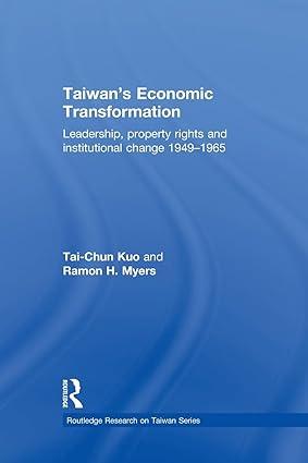 taiwans economic transformation leadership property rights and institutional change 1949-1965 1st edition