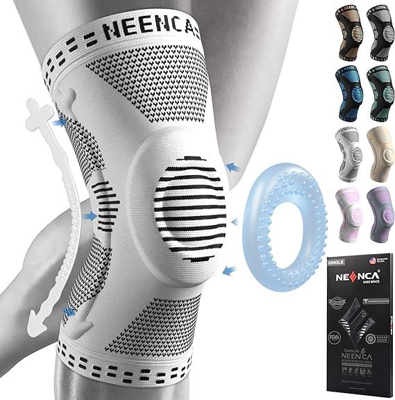 neenca professional knee brace compression knee support with patella gel pad hx-051-gray-l neenca b07r53n1b5