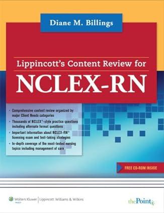 lippincott content review for nclex rn 1st edition rn billings, diane m. 1469847094, 978-1469847092