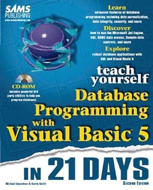 teach yourself database programming with visual basic 5 in 21 days 2nd edition michael amundsen, curtis smith