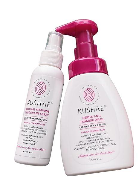 kushae feminine hygiene care bundle gentle foaming wash 2 in 1 kushae b0c2c6s6nm