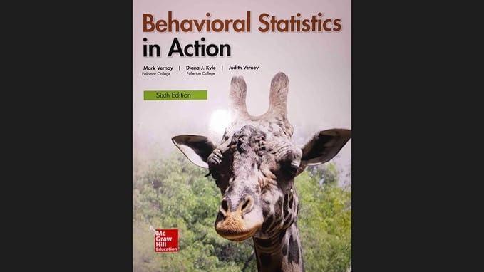 behavioral statistics in action 6th edition mark vernoy 1259597512, 978-1259597510