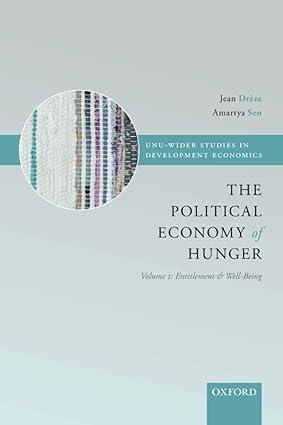 political economy of hunger  entitlement and well being volume 1 1st edition jean drèze 019886017x,