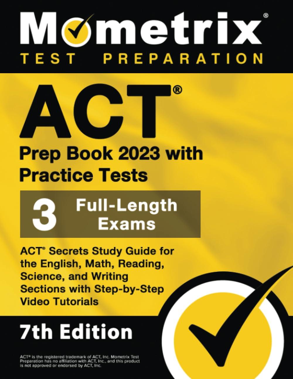 act prep book 2023 with practice tests  3 full length exams act secrets study guide for the english math