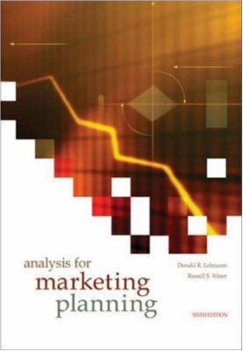 analysis for marketing planning 6th edition donald lehmann , russell winer 0072865962, 978-0072865967