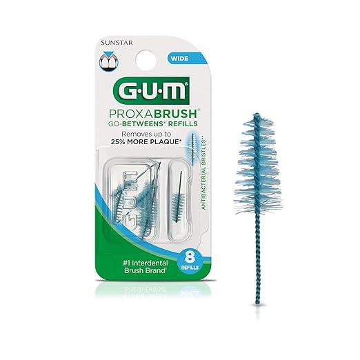 gum proxabrush go-betweens interdental brush refills wide 8 count  gum b07kq9yjgl
