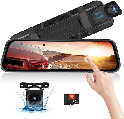 ?amprime mirror dash cam 9.66 inch rear view mirror 1080p front and rear view  ?amprime ?b0bk3d367v