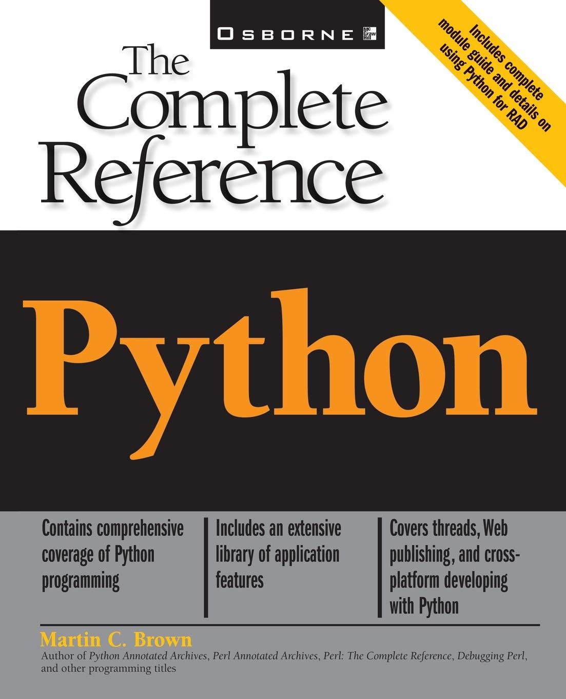 python the complete reference 1st edition martin c. brown 007212718x, 978-0072127188