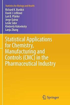 statistical applications for chemistry manufacturing and controls cmc in the pharmaceutical industry 1st