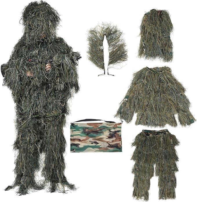 ‎rinling ghillie suit 5 in 1 camouflage hunting apparel 3d paintball airsoft halloween  ‎rinling