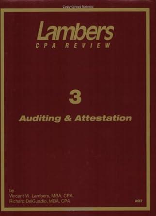 cpa review auditing and attestation 3 1st edition vincent lambers, richard delgaudio 1892115786,
