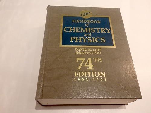 hand book of chemistry and physics 74th edition david r. lide 0849304741, 978-0849304743