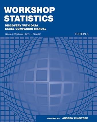 workshop statistics excel companion manual 3rd edition allan j. rossman 0470537302, 978-0470537305