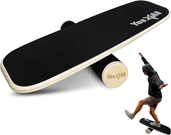 Yes4All Balance Board Trainer Wooden With Adjustable Stoppers