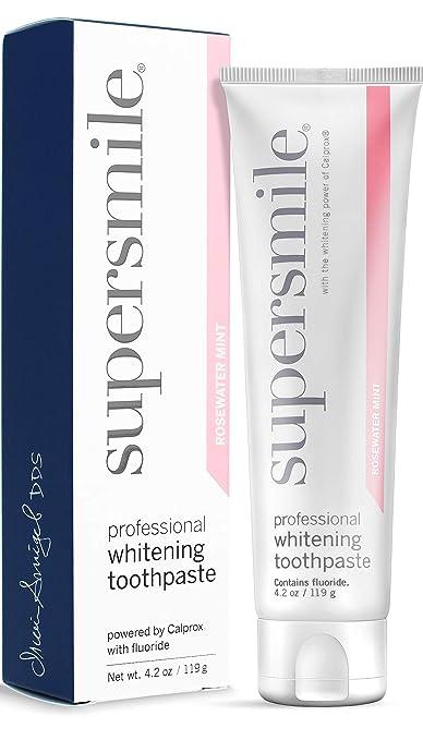 supersmile professional whitening toothpaste with fluoride rosewater mint  supersmile
