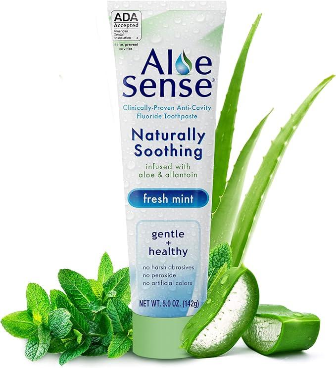 aloesense fluoride toothpaste naturally soothing toothpaste  aloesense b074djzmkg