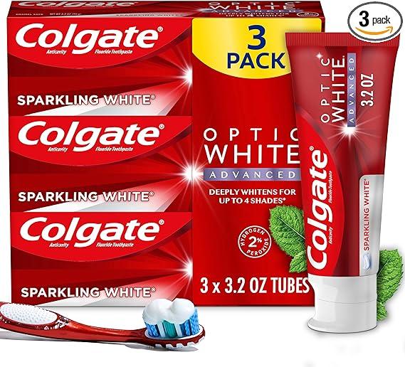 colgate optic white advanced teeth whitening toothpaste  colgate b082f1qh7s