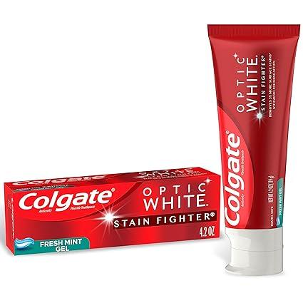 colgate optic white stain fighter whitening toothpaste ge  colgate b07b2bp1g8