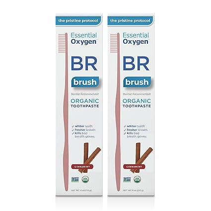 essential oxygen br organic low abrasion toothpaste cinnamint  essential oxygen b0c5np15xz