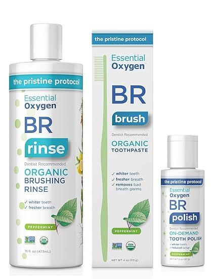 essential oxygen pristine protocol a 3-step system rinse brush polish  essential oxygen b0746s3f4v