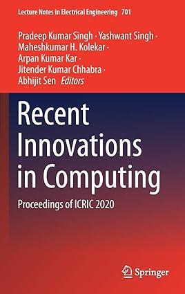 recent innovations in computing proceedings of icric 2020 1st edition pradeep kumar singh, yashwant singh,