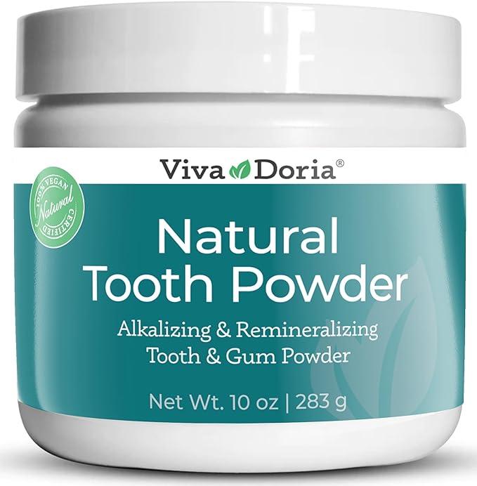 viva doria natural tooth powder refreshing mint flavor  viva doria b07qhcp6lp