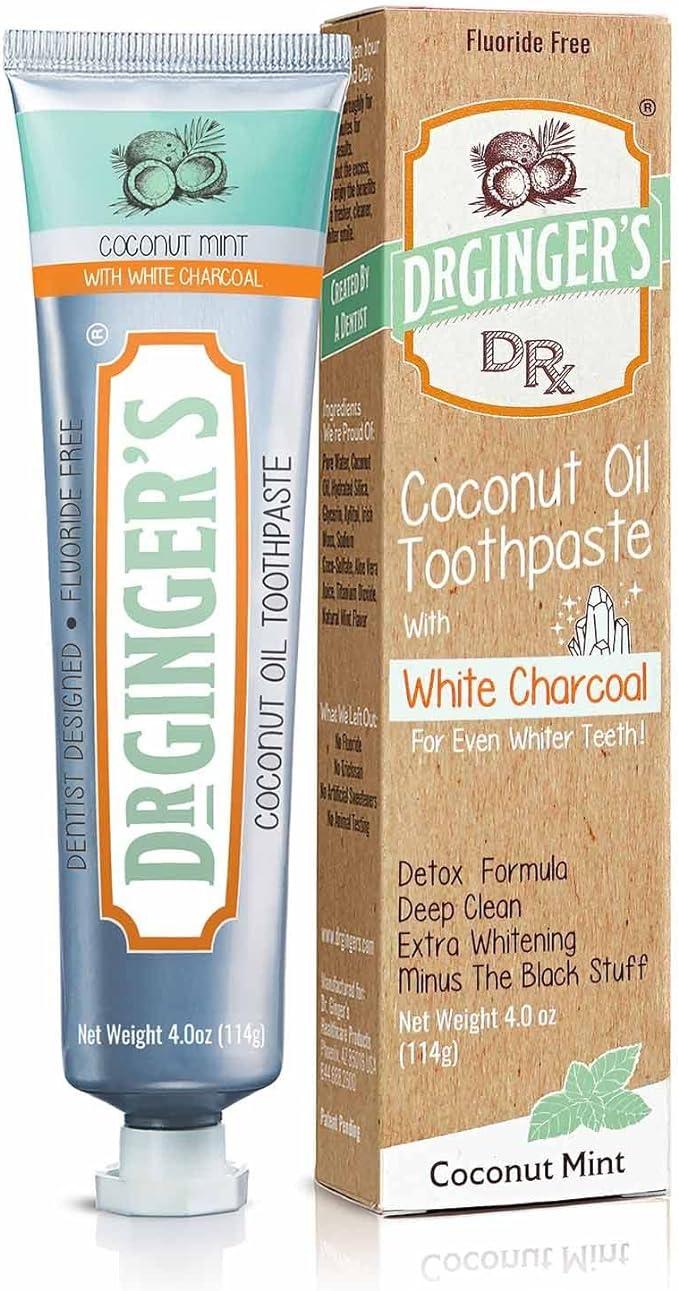 dr. gingers coconut oil toothpaste with white activated charcoal  doctor ginger's b07h4xvjtk