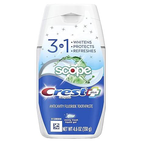 crest complete plus scope 3 in 1 teeth whitening liquid gel toothpaste 4.6 ounce  crest b08nwsf7rn