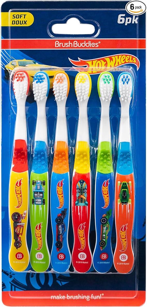 brush buddies 6-pack hot wheels toothbrush  brush buddies b0895bhxq2