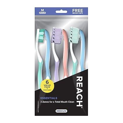 reach essentials toothbrush with toothbrush covers  reach b09hss29yd