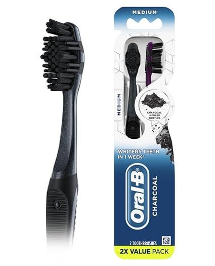 oral-b charcoal toothbrushes medium 2ct  oral-b b07mh9ch76