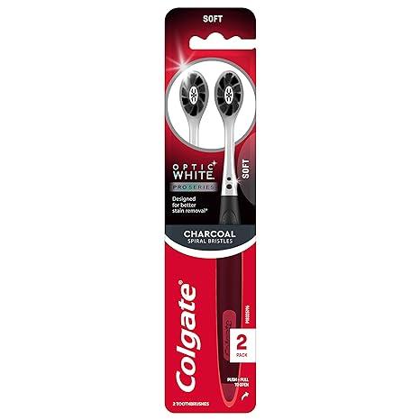 colgate optic white pro series charcoal toothbrushes  colgate b0bqpsb3gg
