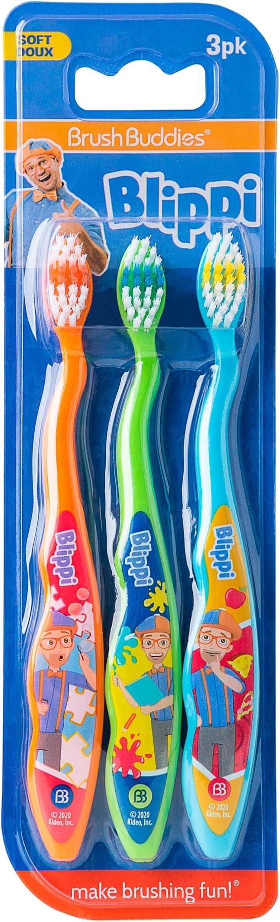 brush buddies 3 pack blippi toothbrush for kids  brush buddies b098bhgc77