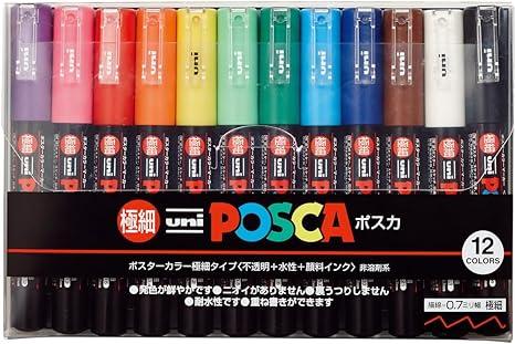 uni posca 12 posca paint markers with extra fine tips  uni posca b001vb4t86