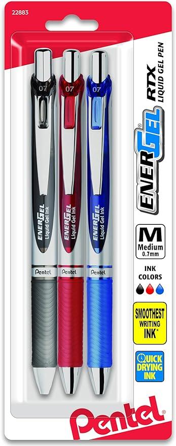 pentel energel rtx gel ink pens 0.7 millimeter metal tip  pentel b001tdkooy