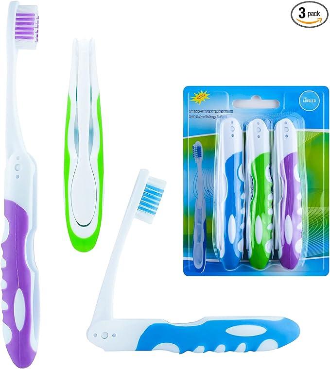 lingito travel toothbrush on the go folding feature  lingito b07m6m3ls3