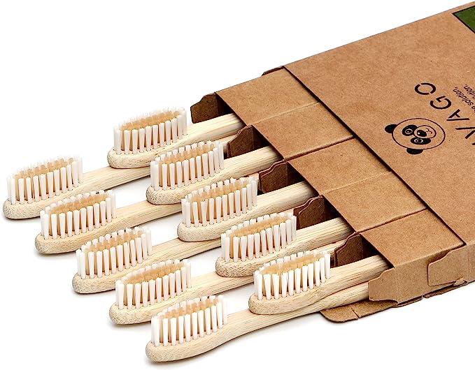 vivago biodegradable soft bristles bamboo toothbrushes 10 pack  vivago b08172v3y5