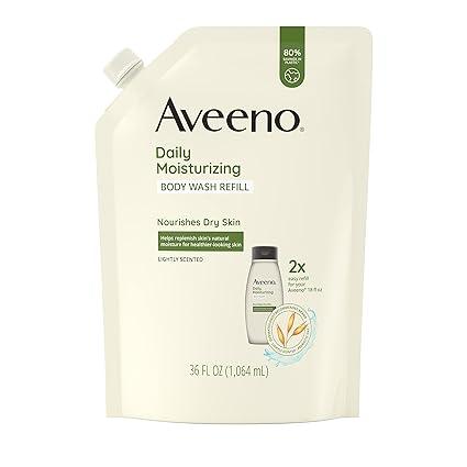 aveeno daily moisturizing body wash soothing oat refill 36 fl. oz  aveeno b09q59gc1k