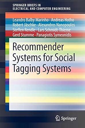 recommender systems for social tagging systems 1st edition leandro balby marinho, andreas hotho, robert