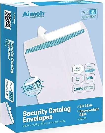 aimoh 100 9 x 12 self seal security white catalog envelopes  aimoh b01lz4hhze