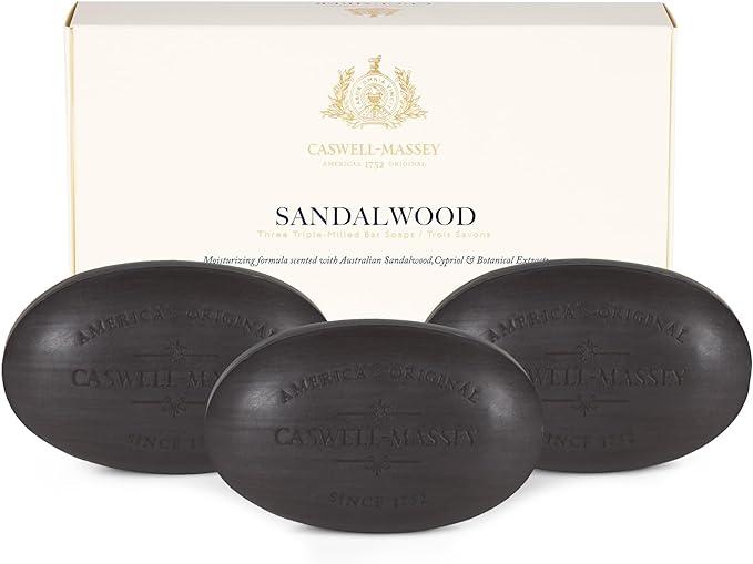caswell-massey triple milled sandalwood three-soap set  caswell massey b07dw174y8