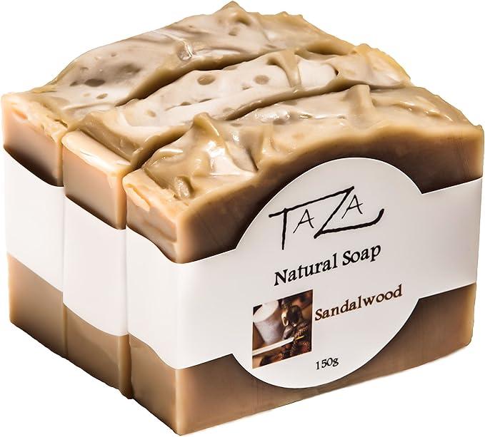 taza sandalwood natural soap for radiant glowing skin pack of 3  taza ?b00xnqg494